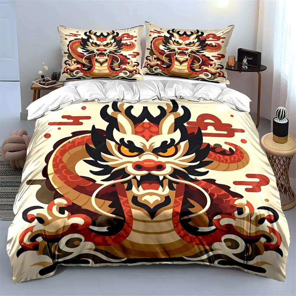 Набор постельного белья Dragon Art из трех предметов Мягкое удобное пододеяльник Наволочки В комплекте 1*Пододеяльник & 2*Наволочки подарок