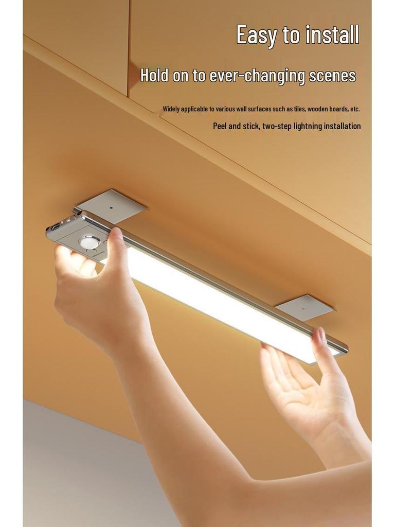 Ultra-thin LED Sensor Light: Human Motion-Activated, Self-Adhesive, Rechargeable Night Light for Cabinets and Displays