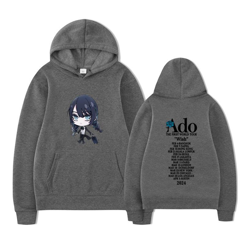 Ado Wish Мерч Первый Мировой Тур Япония Певец Crewne Мужское Худи Винтажный Унисекс Пуловер Графическое Худи Топы Одежда
