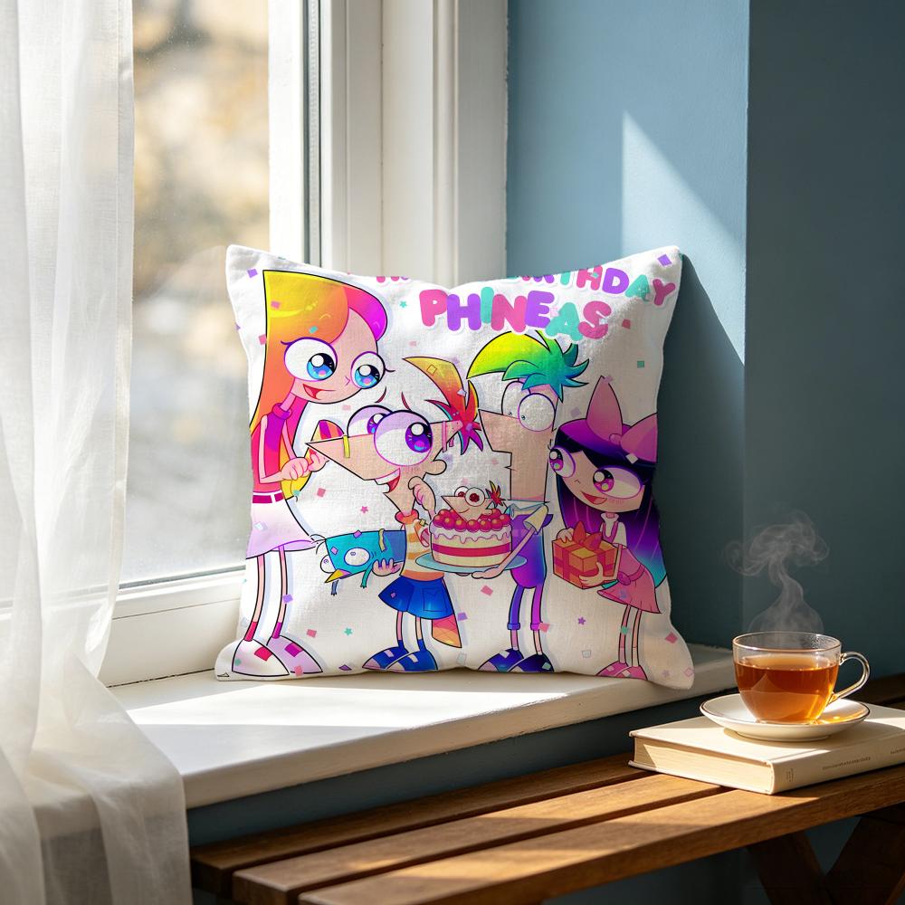 Cartoon PPhineas and Ferbing Cushion Cover Cushion Cover Set Pcs x x x Pillowcase Decorative Sofa Home Decor