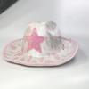 Pink Cowgirl Hats Glitter Sequins Star Decorations Rave Cowboy Hat with Cow Print Adult Size Cowboy Hats for Party