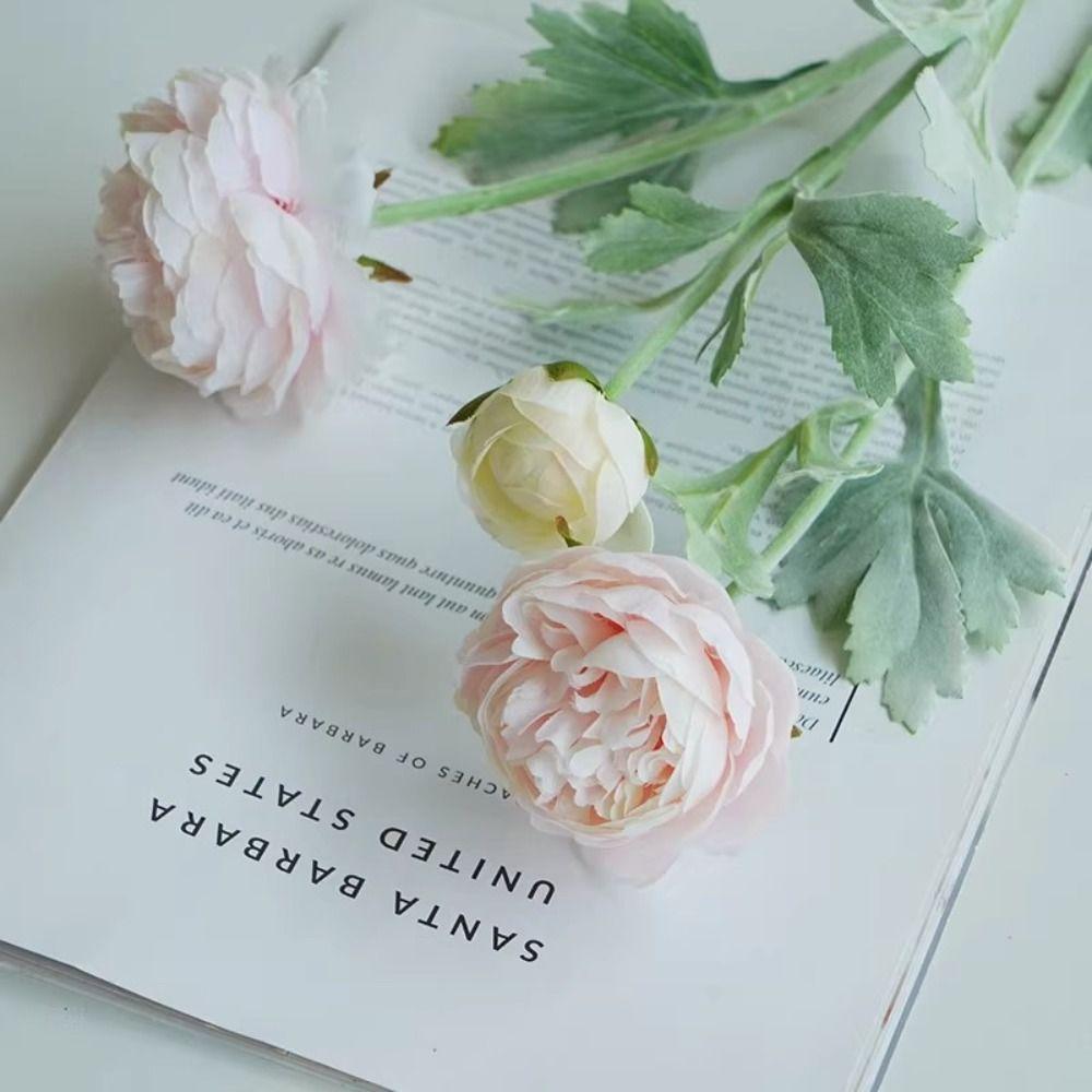 3 головки шелкового букета пионов с одной веткой, имитация цветка, новые искусственные пионы, растения