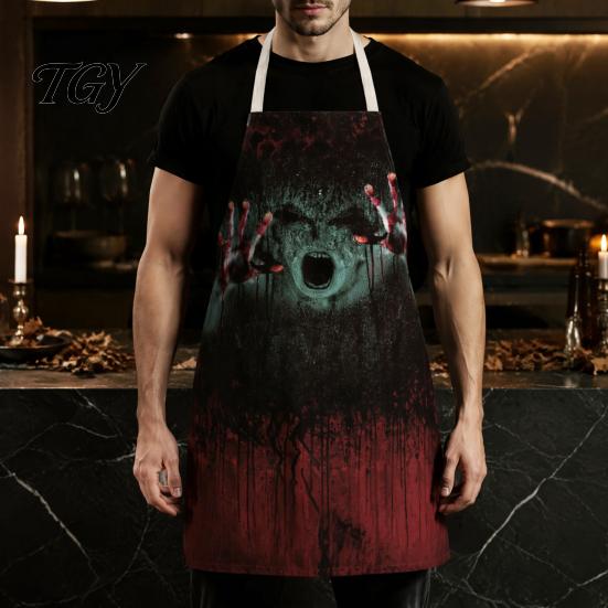 Blood Stain Costume Halloween Butcher Apron with Realistic Stain, Washable Protective Work Apron, Haunted House Decoration Horror Prop for Cosplay