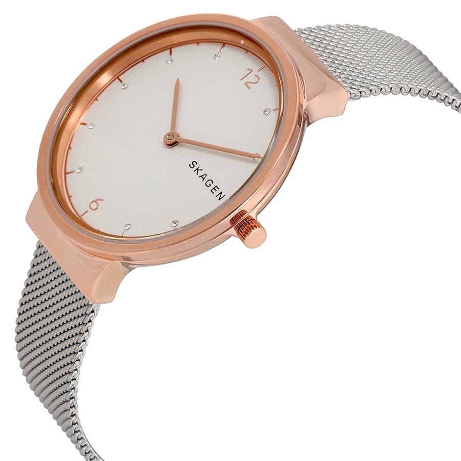 SKAGEN Ancher White Dial Stainless Steel Mesh Ladies Watch Women's Quartz Watch 50m 34mm hour SKW2616