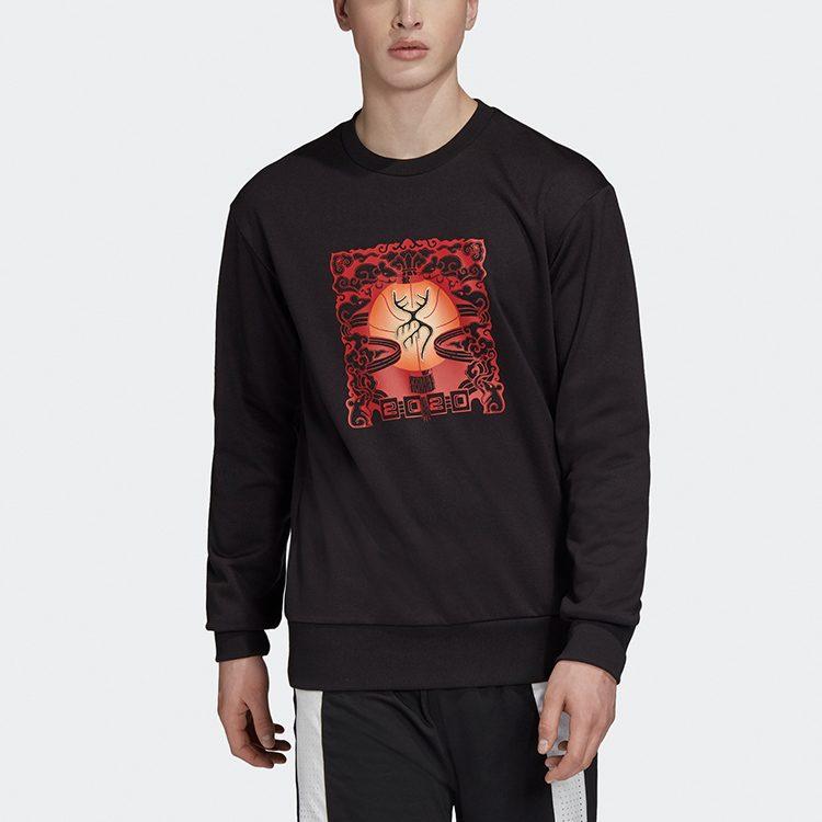 adidas Толстовки Мужские Черные С Круглым Вырезом Умеренный Обычный FT9758