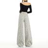 Retro floral printed casual pants for women's autumn and winter new loose and thin versatile straight wide-leg jeans for women