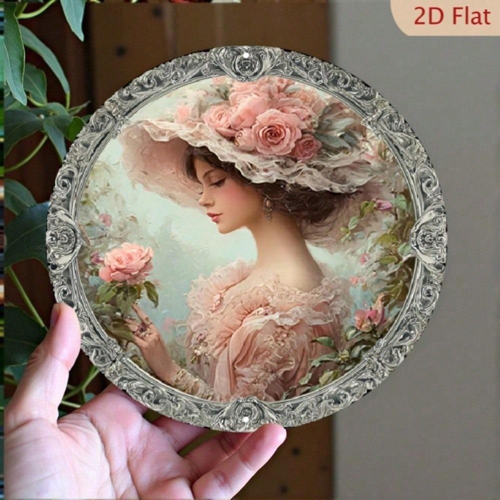 Винтажная круглая алюминиевая табличка с цветочным узором 7,8x7,8" Металлическое настенное искусство для декора дома, гаража, кафе