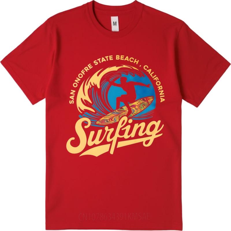 Casual Tee Travel For men Crew Neck tshirt Oversized Surfing Wave Rider San Onofre Beach California Anime For him Top tees