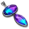 Bi-Color Tourmaline Gemstone Handmade 925 Sterling Silver Pendant 3.55" s0B86