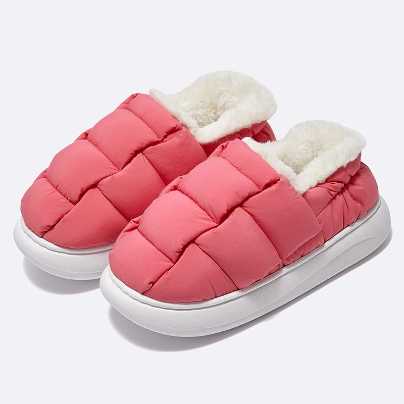 Модные Comwarm Новые модные плюшевые тапочки для женщины мужчины Обувь-хлеб Зимние теплые Толстая платформа Водонепроницаемые тапочки Уличная домашняя обувь