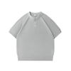 Мужская летняя ретро вязаная футболка-henley GOPUDO - Дышащий однотонный топ с коротким рукавом