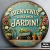 D Flat  pc InXCm D Flat Round Sign Vintage Plaque about Welcome to My Garden Garden Decorations Decorative Sig