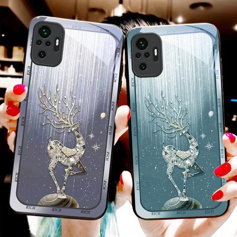 Чехол из черного стекла Starry Night Deer Chart для Redmi Note 13 Pro+ 14 Pro 8 9 9S 12S 10 Pro 11 12 A3 12 13 K60 Ultra 13C 14C