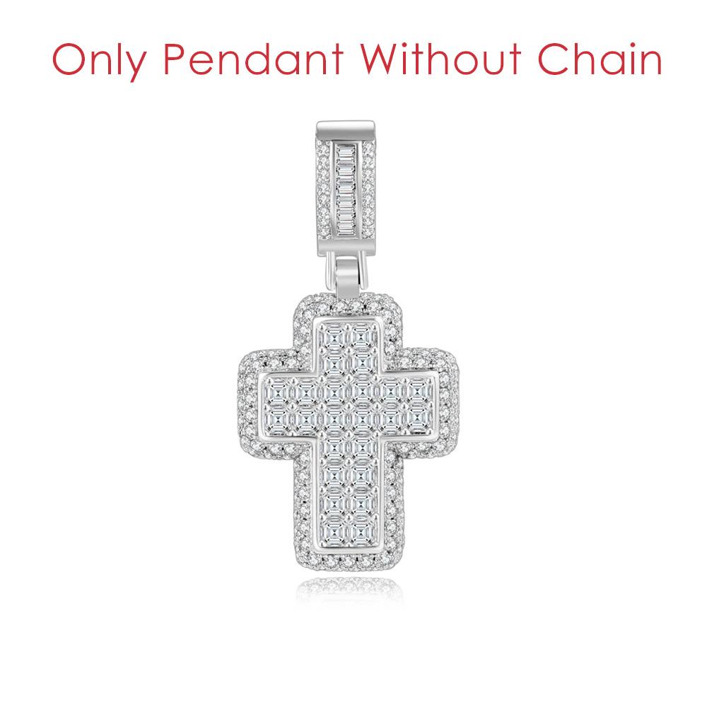 Hiphop Luxury Inlaid CZ Cross Pendant Rope Chain Necklaces for Men Women Punk Personality Rapper Accessory Fashion Neck Jewelry