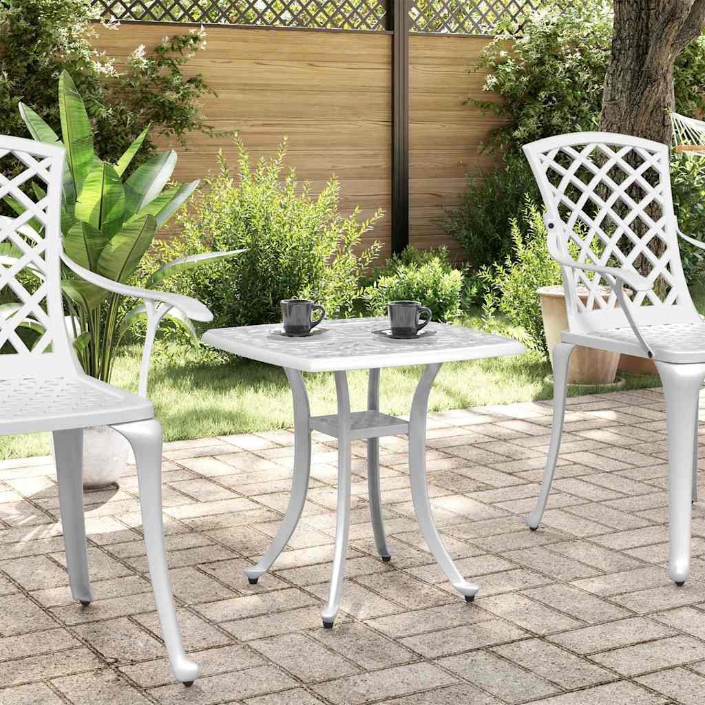Garden Table White 53 x 53 x 53 cm Cast Aluminum