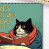 Cats Chillin' with Book 2026 Wall Calendar Funny Cat-Themed 12 Monthly Planner Spiral-Bound Wall Hanging Calendar for Cat Lovers Bookish Gift