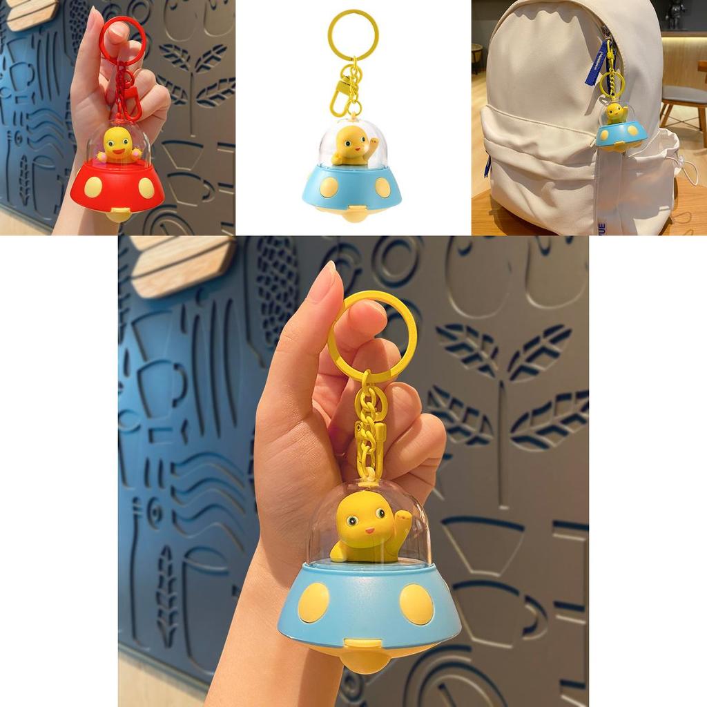 Adorable Red Silicone Ufo Projection Keychain Cute Couple Gift Bag Charm