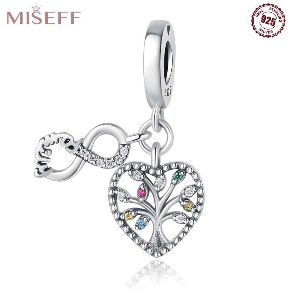 Sterling Silver S925 Heart Tree of Life Planet Pendant Charm for DIY Bracelets