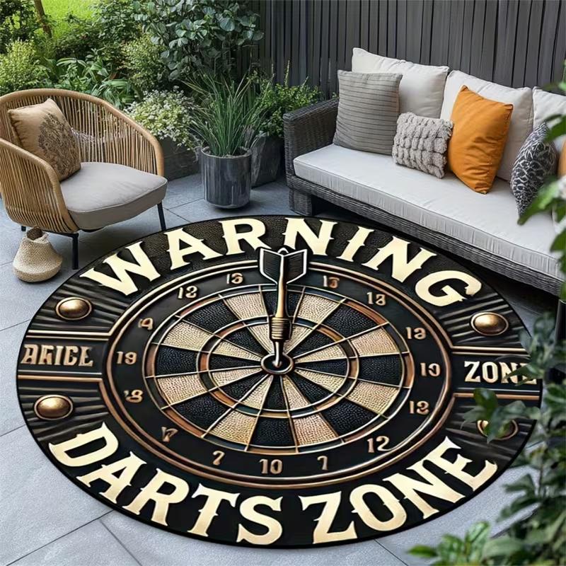 Vintage Wooden Style "Gone Fishing" Print Round Area Rug Rustic Fisherman Themed Non-Slip Floor Carpet Outdoor Patio Decor Mat