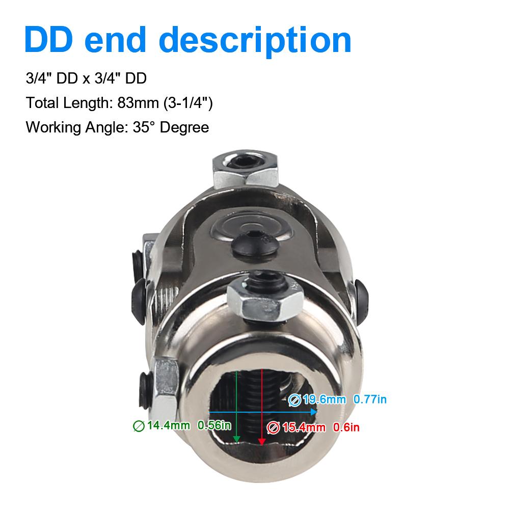 Для BMW Ford 3/4" DD x 3/4" DD Никелирование Одиночный рулевой вал Универсальный карданный шарнир Автомобильные аксессуары Общая длина 83 мм (3-1/4")