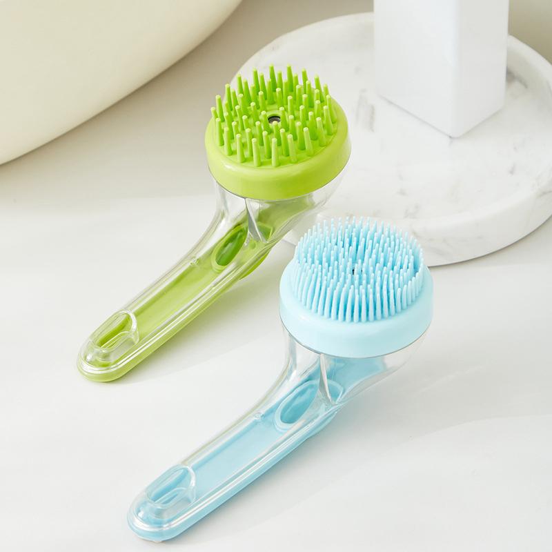 Pet Bathing Brush Long Handle Plastic Dog Bath Brush Soft Silicone Massage Brush Easy Clean Cat Hair Comb