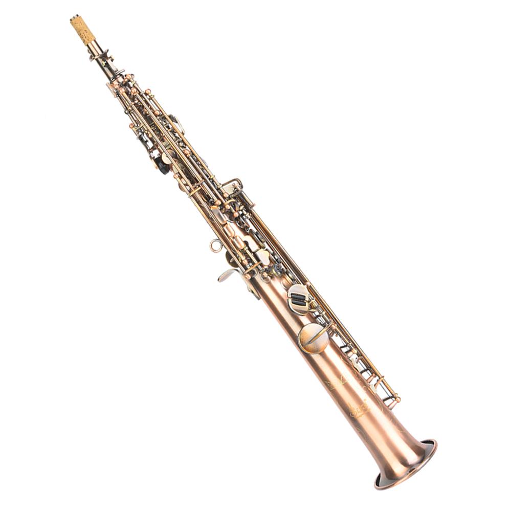 Профессиональный антикварный красный медный сопрано си бемоль прямой саксофон с сумкой для переноски