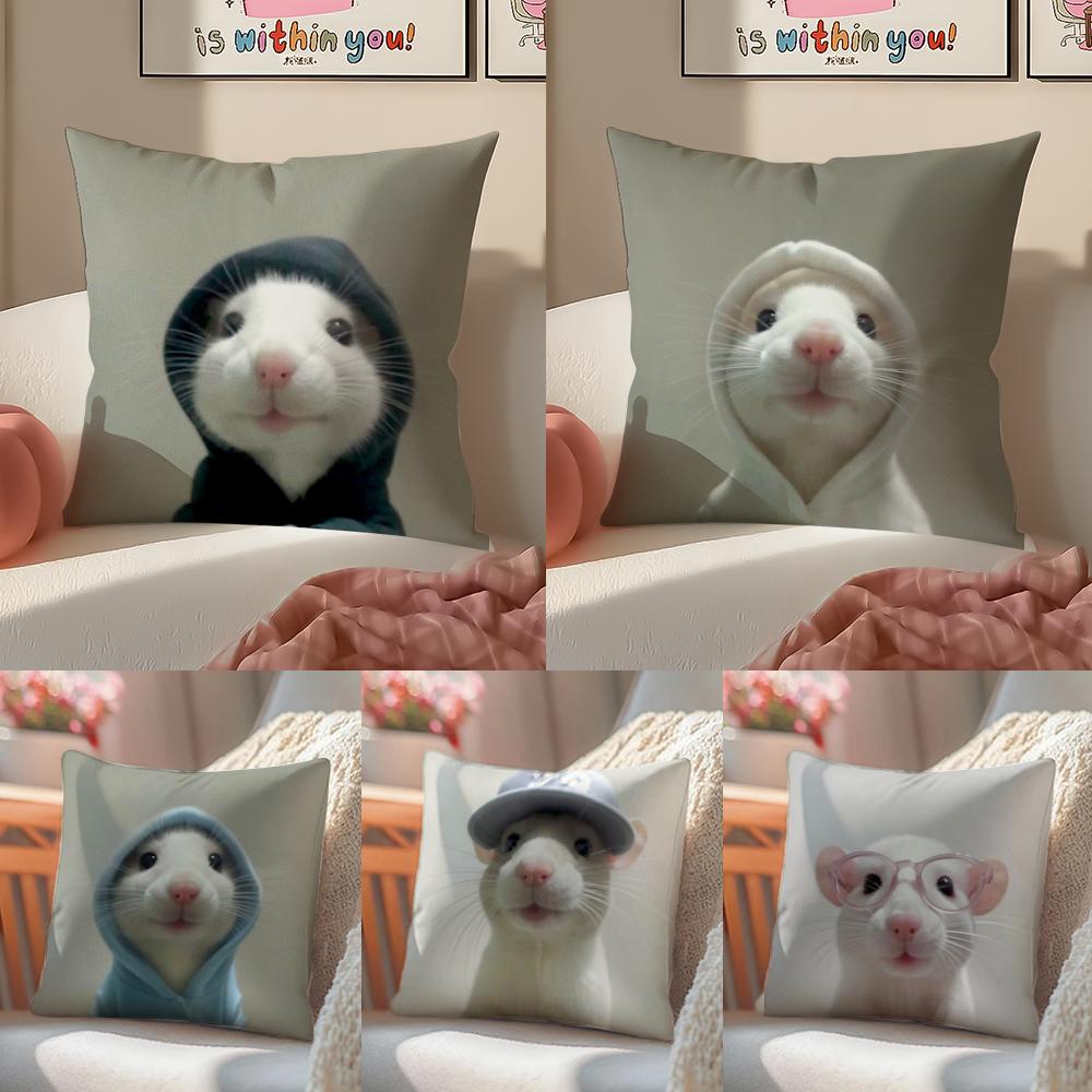 Kwaii Anime Cute Mouse Cushion Cover Pillowcase Short Plush Invisible zipper Room Sofa Cushion Cover