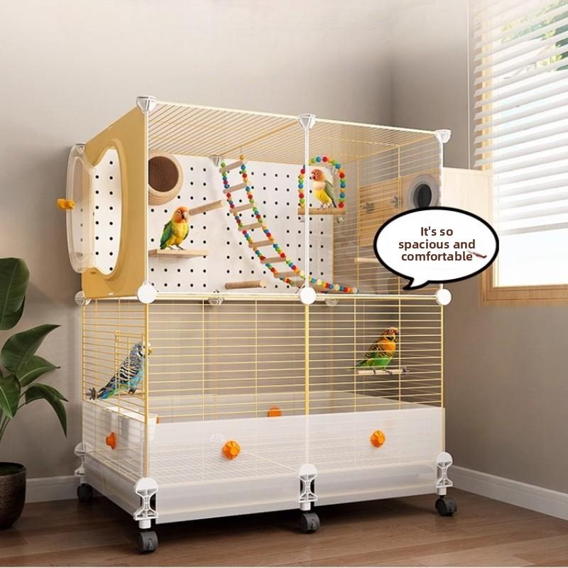 Large Bird Cage for Parrots Anti-Scatter Design for Cockatiels & Budgies, Luxury Aviary for Lovebirds Premium Pet Flying House