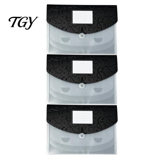Plastic File Pouch Expandable Document Folder with Label Slot, Layered Design Waterproof PP Business Envelope, Secure Rope Closure Organizer