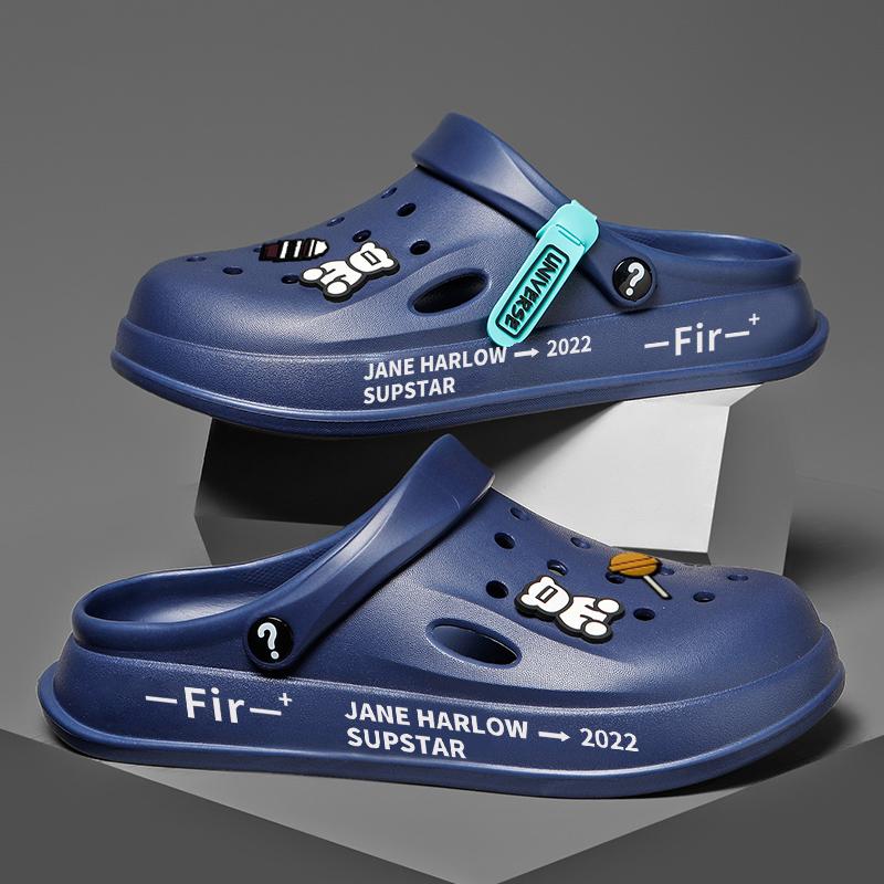 Модная летняя обувь Мужская Женская Сандалии Сабо Мюли Нескользящая Толстая подошва Пляжная Мягкая подошва Шлепанцы Баотоу Мультяшный Тренд Баотоу Женские