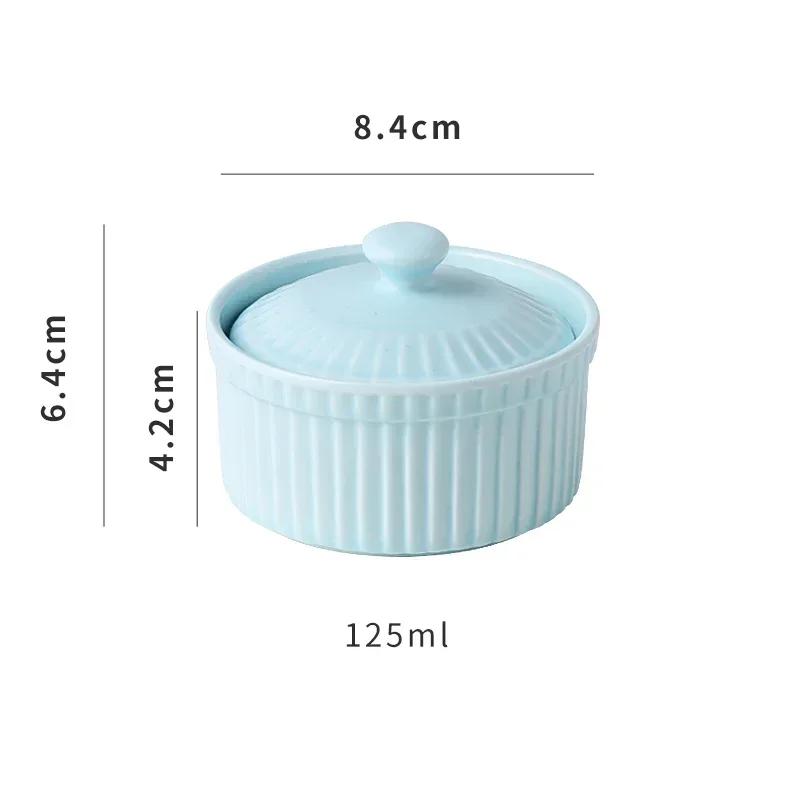 Современная керамическая миска с крышкой для десерта, фарфоровая маленькая суповая миска, форма для выпечки торта, кухонная утварь H144