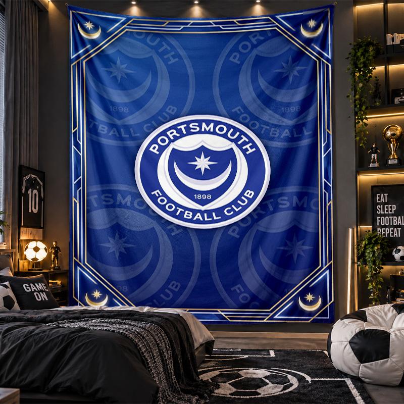Wall Hanging Tapestry Portsmouth FC Print Cloth for Living Room Bedroom Home Decor