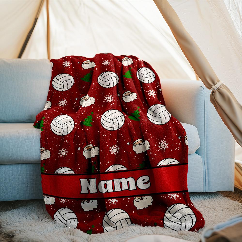 Santa Claus Christmas Customized Your Name Blanket Warm Comfortable Soft Blanket For Chair Office Sofa Bed Sofa Office Camping Suitable For Gifting