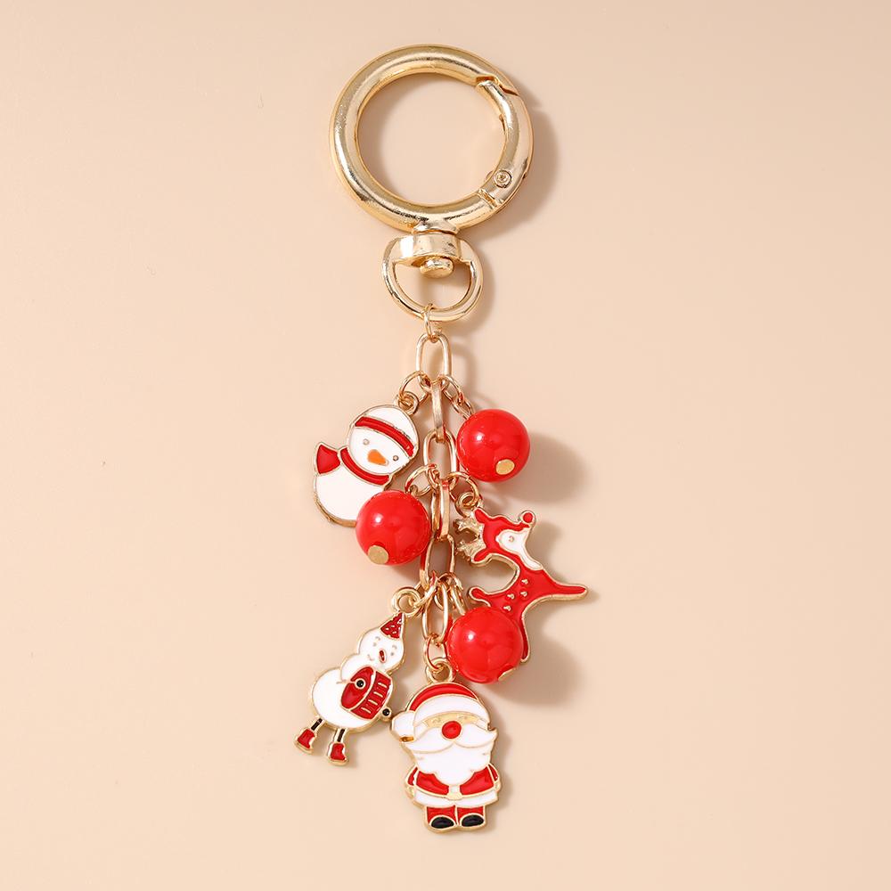 Fashion Christmas Tree Keychain Women Girls Santa Claus Snowman Key Ring Pendants for Handbag Decor DIY Key Chain New Year Gifts