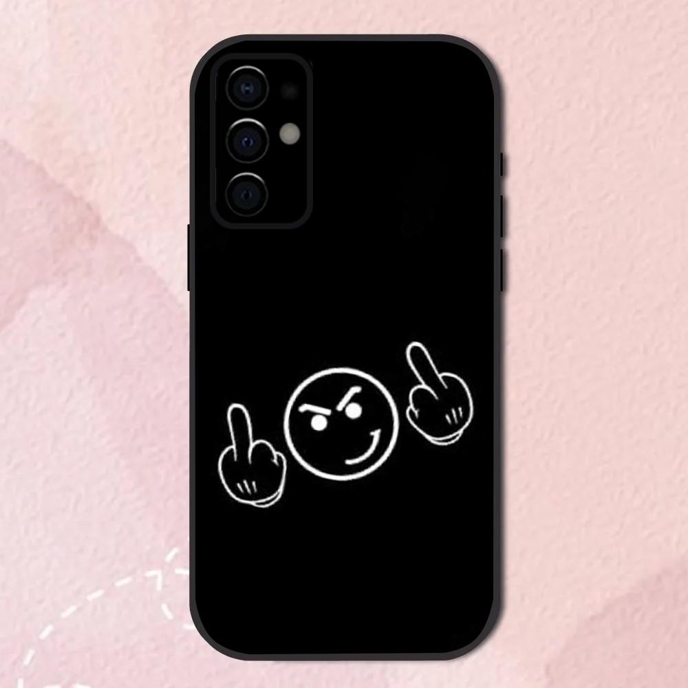 Cartoon Middle Finger Phone Case For Samsung S24,S21,S22,S23,S30,Ultra,S20,Plus,Fe,Lite,Note,10,9,5G Black Soft Shell