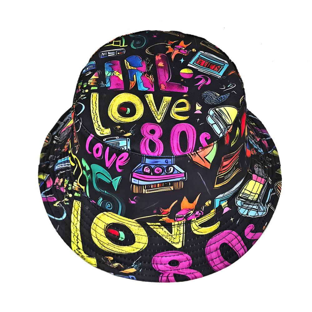 Cross-border Spring Summer Retro Women's European American Cartoon Fisherman Bucket Hat 100% Polyester Breathable Button Outdoor