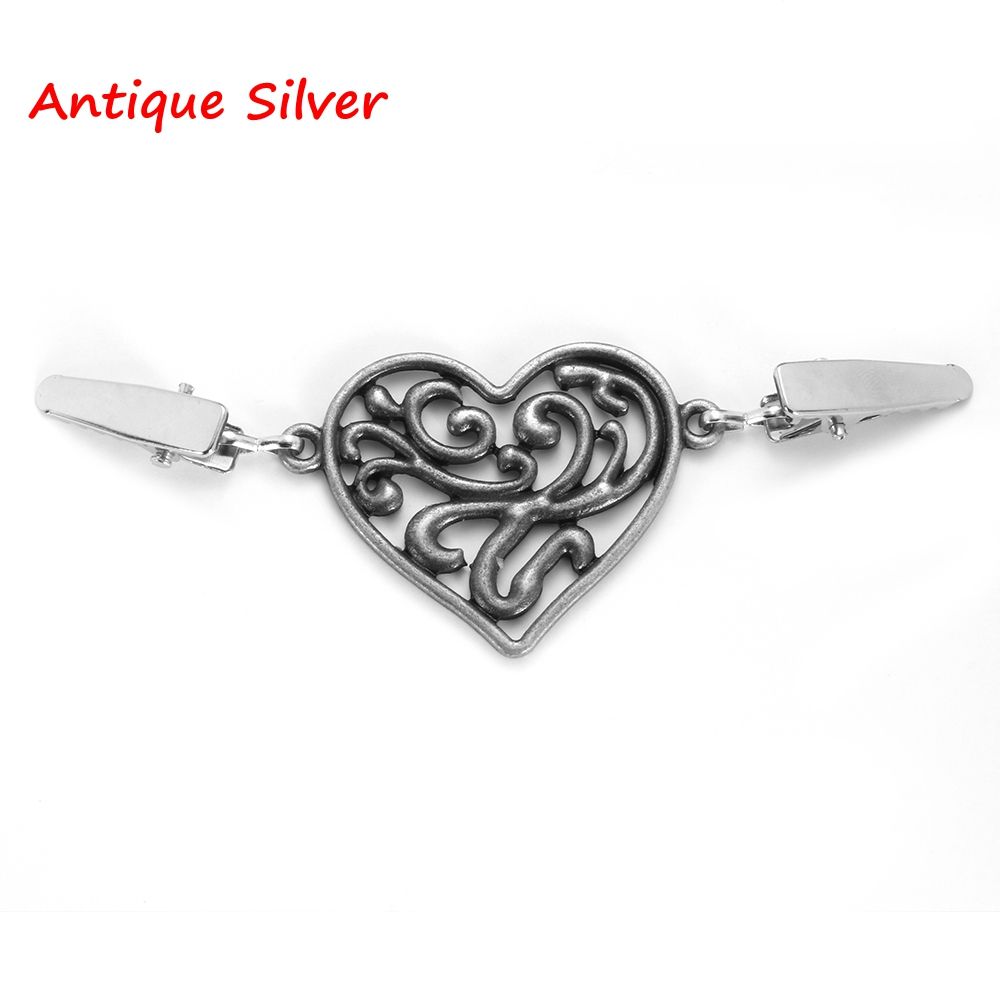 Trendy Winter Heart Pattern Retro Sweater Blouse Pin Cardigan Clip Shawl Brooch Duck Clip Clasps
