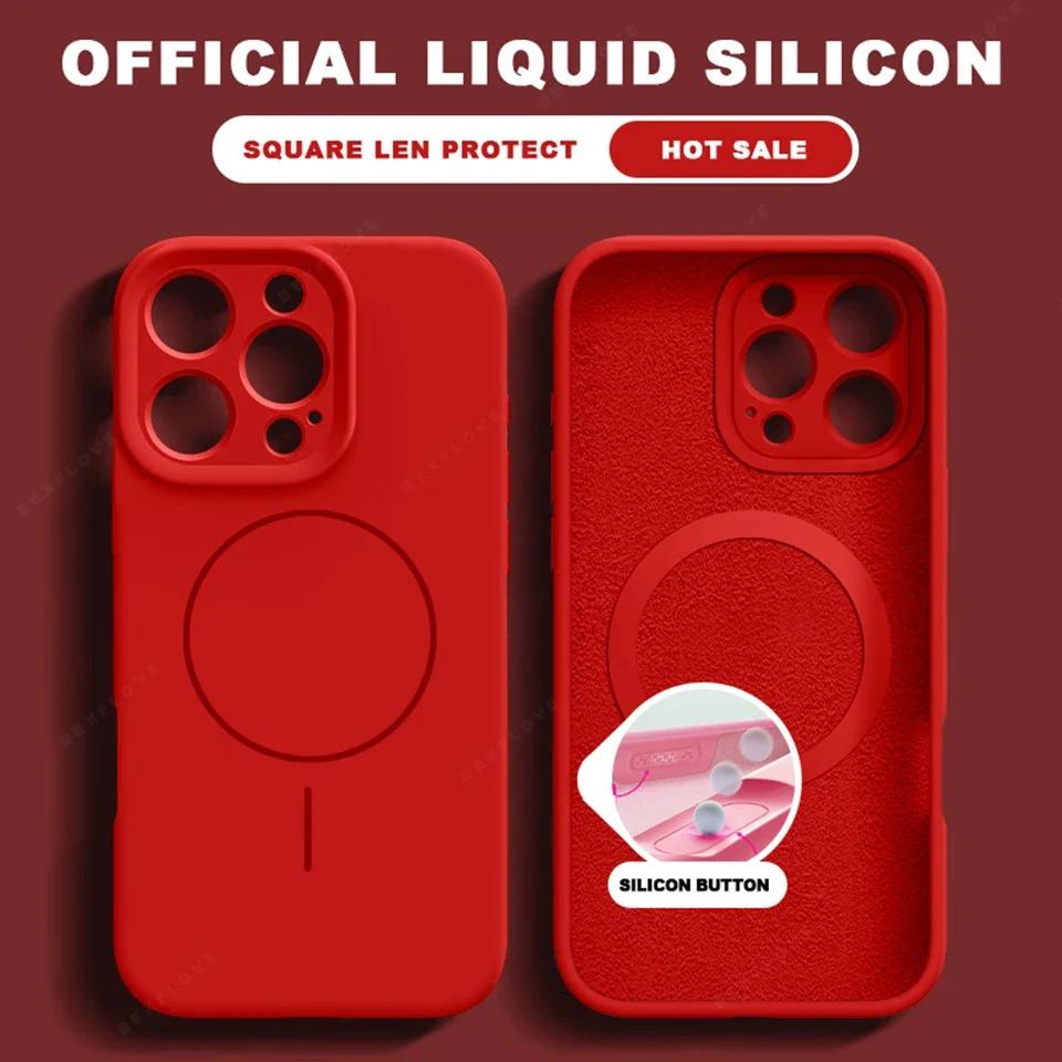 Liquid Silicone Magnetic Phone Case For iPhone 15 14 16 Plus 16E 11 12 13 16 Pro Max SE4 Magsafe Charge Protector Cover