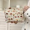 Red Mushroom Jacquard Women's Cosmetic Bag Large Capacity Canvas Zipper Design Cosmetic Storage Bag Portable Travel Toiletry Bag