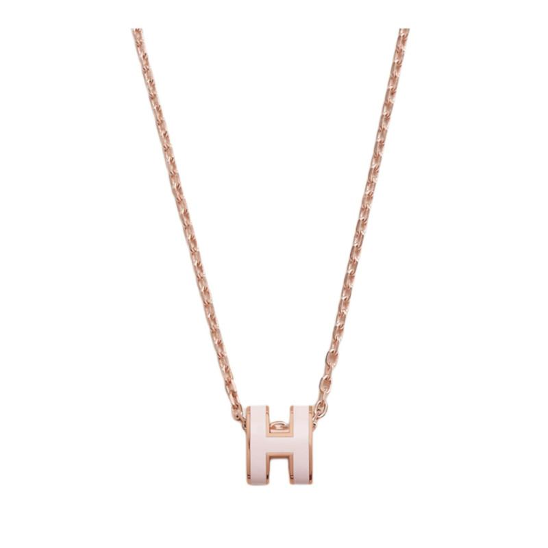 Hermes Mini Pop H Pendant Candy Pink Necklace Women necklace Gold Rose-Gold H147992FO85