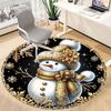 1PC Snowman Winter Wonderland Office Round Area Rug, Mat Suitable For Office, Under Office Chairs Bedroom Living Room Home Decor, Room Deco
