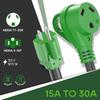 RVGUARD 30 Amp To 110 Volt RV Adapter Cord 12 Inch, NEMA 5-15P To NEMA TT-30R Electrical Power Adapter With LED Power Indicator, Green, ETL Listed