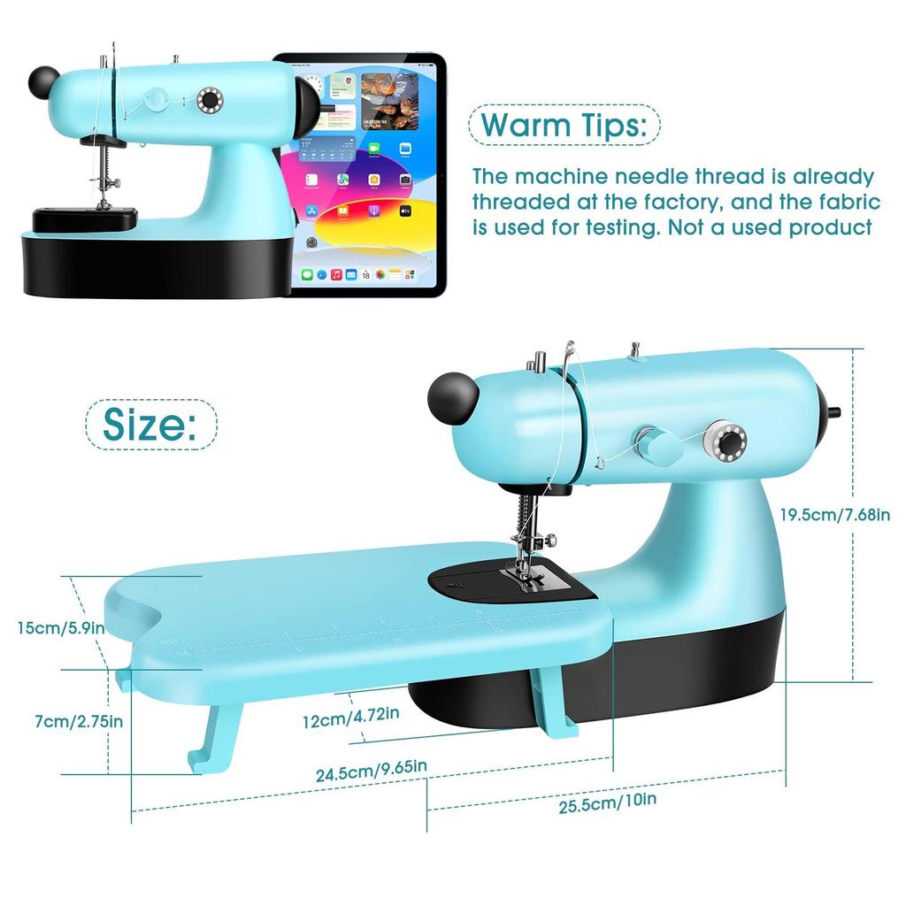 Mini Sewing Machine, Upgraded Electric Sewing Machine with Sewing Bag, Expansion Board, LED Light, Fast Stitch Suitable for Clothes,Jeans,Cutains