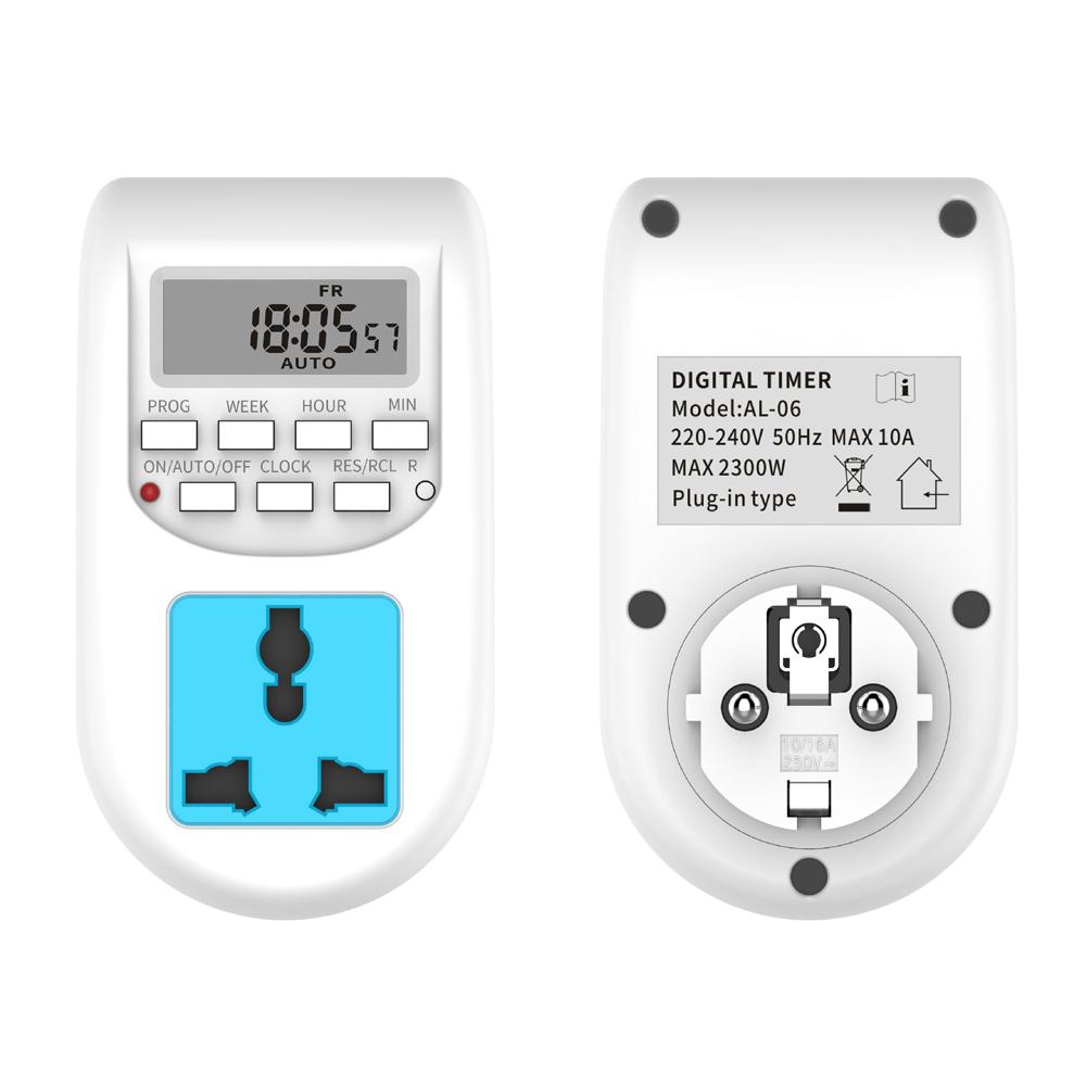 AL-06 LCD Digital Display Timer Switch DE Plug AC220-240V 50Hz Timing Socket Weekly Programmable Electronic Digital Timer Switch 2