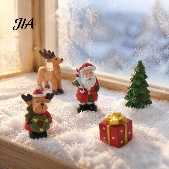 Creative Christmas Gift Box Fillers 3 Pcs Miniature Figurines, Mini Resin Santa Tree Elk Fairy Garden Accessories Figures for Micro Landscape, Garden,