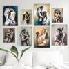 Abstract Couple Kiss Hug Erotic Nude Lovers Embracing Fantasy Sexual Poster Wall Art Pictures Canvas Painting Room Home Decor