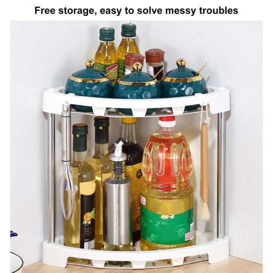 1 Set Kitchen Storage Shelf Stainless Steel Kitchen Corner Storage Organizer Detachable Shelf Home Supply