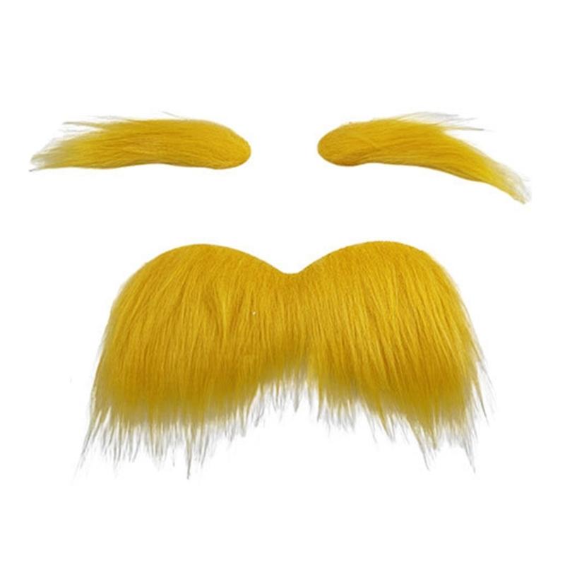 Желтые Усы и Брови Костюмные Аксессуары для Косплея Мужчин Женщин Хэллоуин Рождество, Самоклеящиеся Усы