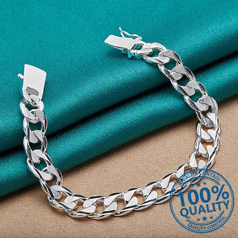 Мужские браслеты сбоку 10 мм, цепочка с квадратной пряжкой, браслет для мужчин и женщин, свадебные украшения для помолвки, вечерние, Pulseras Mujer