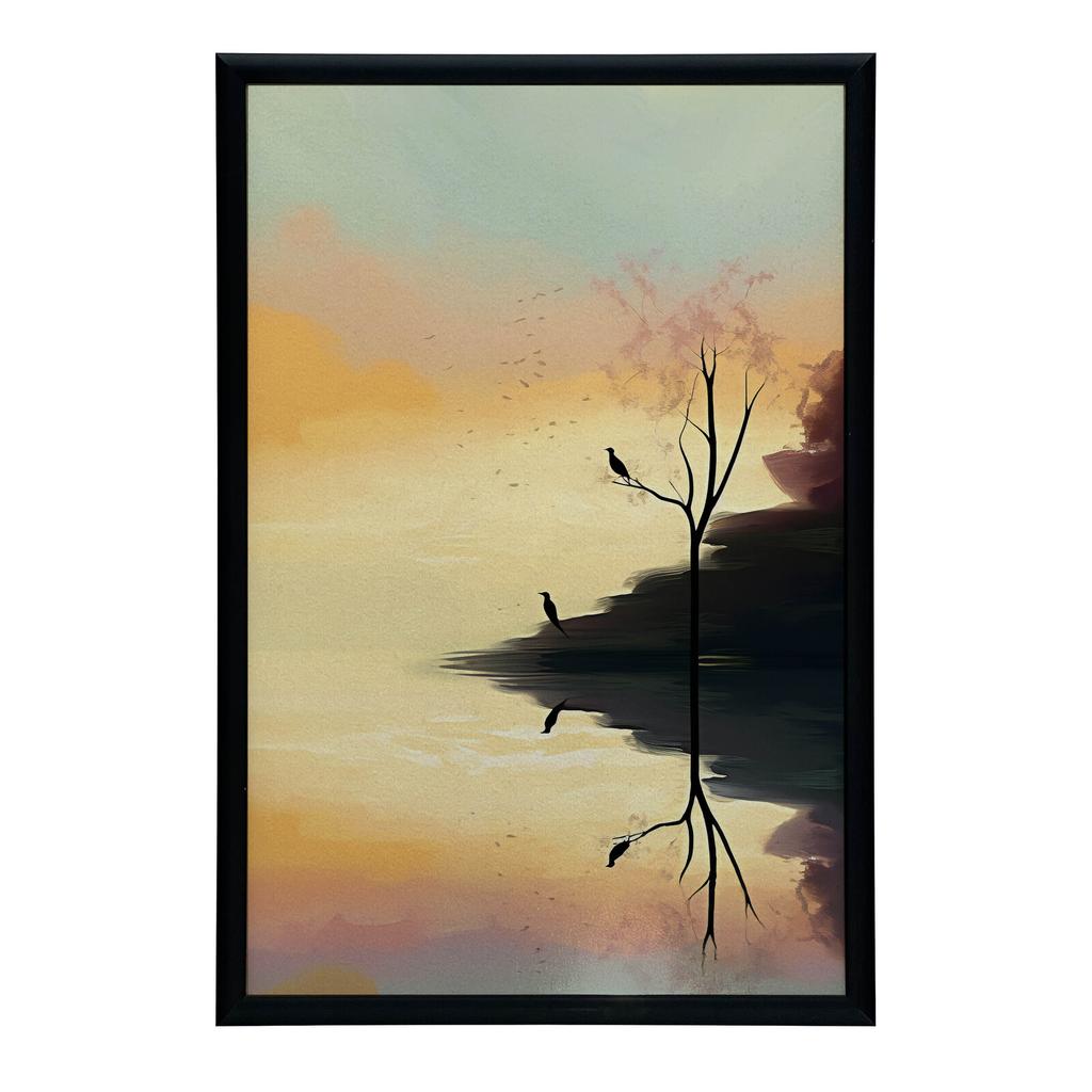 Pastelowy Krajobraz Pastelowy Krajobraz, 70X100 Cm, Rama Drewniana Ciemny Brąz, Papier Matowy 230 Gsm